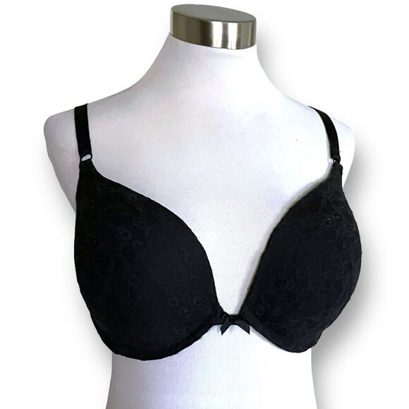 Victorias Secret 36DD Bra Black Lace Push Up Padded Underwire Multi Way Straps - Picture 1 of 7